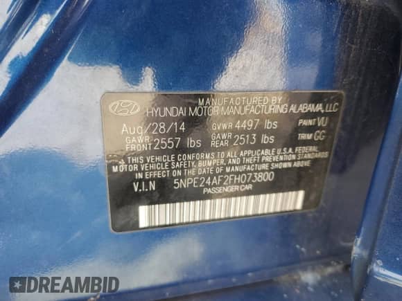 2015 Hyundai Sonata SE с VIN 5NPE24AF2FH073800, выставлен на аукционе Copart как лот 81933445 с пробегом 166 470 миль миль и Чистый • Clean title. История ставок и продаж доступна на DreamBid. Изображение 12.