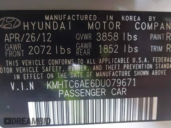 2013 Hyundai Veloster Turbo с VIN KMHTC6AE6DU079671, выставлен на аукционе IAAI как лот 43577765 с пробегом 139 477 миль миль и . История ставок и продаж доступна на DreamBid. Изображение 9.