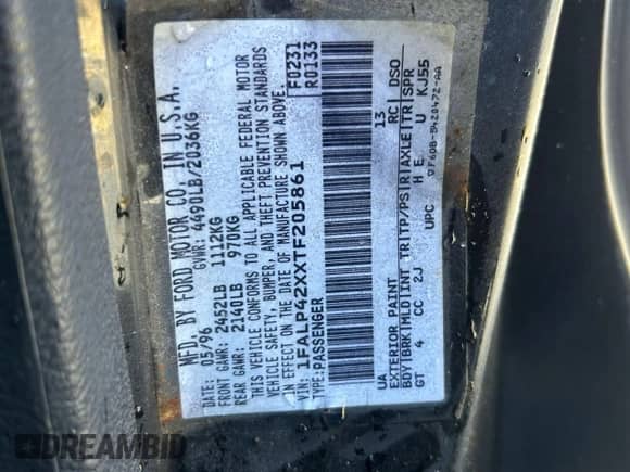 1996 Ford Mustang GT z VIN 1FALP42XXTF205861, wystawiony jako Copart lot #90483745 z przebiegiem 87 824 mil mil oraz Szkoda całkowita • Salvage title. Historia ofert i sprzedaży dostępna na DreamBid. Obrazek 10.