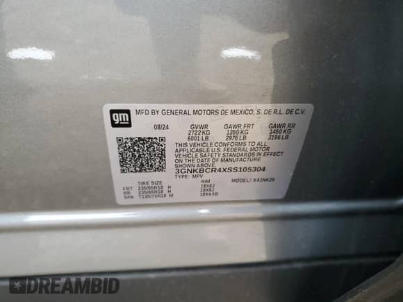 2025 Chevrolet Blazer LT with VIN 3GNKBCR4XSS105304, listed as a Copart auction lot 66363505 with 6,779 mi miles and Salvage title. Bid and sale history available at DreamBid. Image 13.