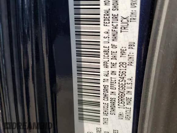 2014 Ram 1500 Tradesman z VIN 1C6RR6KG6ES456128, wystawiony jako Copart lot #56220654 z przebiegiem Nie podano mil oraz Szkoda całkowita • Salvage title. Historia ofert i sprzedaży dostępna na DreamBid. Obrazek 13.