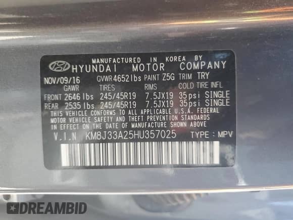 2017 Hyundai Tucson Limited с VIN KM8J33A25HU357025, выставлен на аукционе Copart как лот 71225125 с пробегом 112 101 миль миль и Чистый • Clean title. История ставок и продаж доступна на DreamBid. Изображение 13.