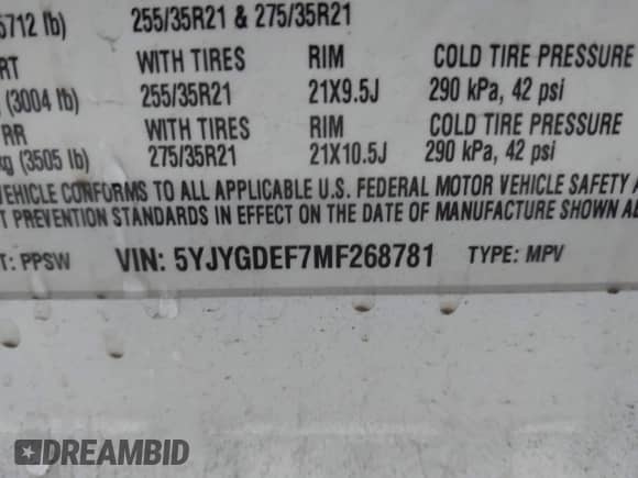 2021 Tesla Model Y Performance with VIN 5YJYGDEF7MF268781, listed as a IAAI auction lot 43312245 with 110,614 mi miles and . Bid and sale history available at DreamBid. Image 9.