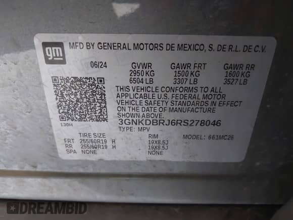 2024 Chevrolet Blazer EV eAWD LT with VIN 3GNKDBRJ6RS278046, listed as a IAAI auction lot 42346988 with 14,036 mi miles and . Bid and sale history available at DreamBid. Image 9.