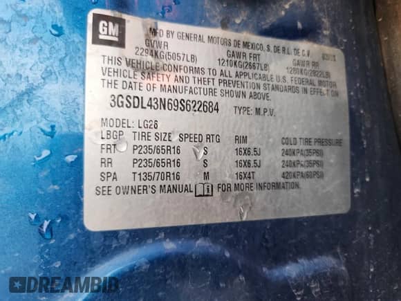2009 Saturn VUE XE с VIN 3GSDL43N69S622684, выставлен на аукционе Copart как лот 71414955 с пробегом 194 292 миль миль и Списание • Salvage title. История ставок и продаж доступна на DreamBid. Изображение 13.