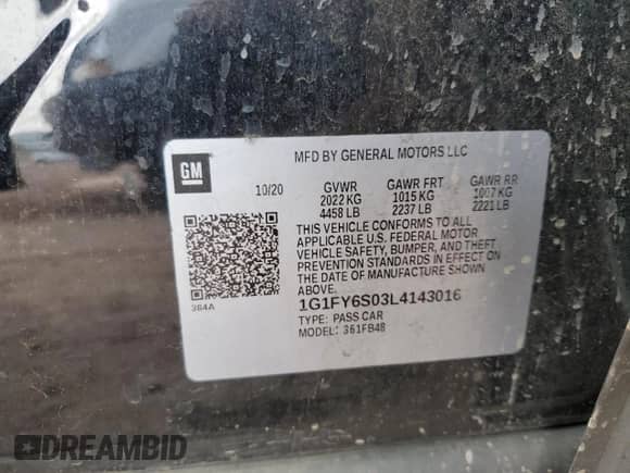 2020 Chevrolet Bolt EV LT с VIN 1G1FY6S03L4143016, выставлен на аукционе Copart как лот 55992495 с пробегом 62 263 миль миль и Списание • Salvage title. История ставок и продаж доступна на DreamBid. Изображение 12.