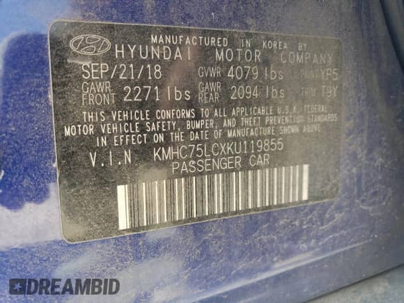 2019 Hyundai Ioniq SEL с VIN KMHC75LCXKU119855, выставлен на аукционе Copart как лот 46474004 с пробегом 70 593 миль миль и . История ставок и продаж доступна на DreamBid. Изображение 12.