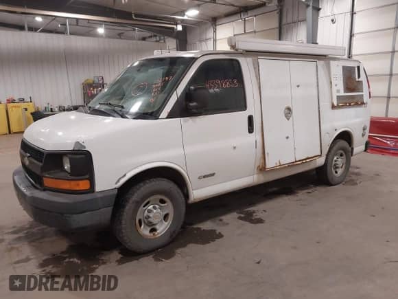 2004 Chevrolet Express Cargo с VIN 1GCHG35U441190266, выставлен на аукционе IAAI как лот 43398853 с пробегом 152 197 миль миль и . История ставок и продаж доступна на DreamBid. Изображение 2.