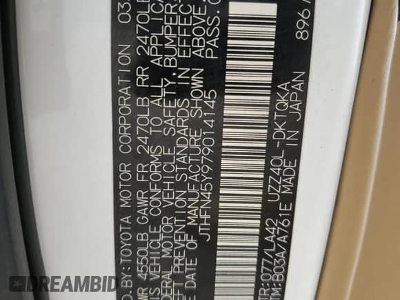 2007 Lexus SC 430 с VIN JTHFN45Y979014145, выставлен на аукционе Copart как лот 51124315 с пробегом 190 378 миль миль и На запчасти • Non repairable. История ставок и продаж доступна на DreamBid. Изображение 12.