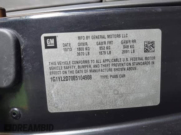 2014 Chevrolet Corvette Z51 3LT with VIN 1G1YL2D70E5104908, listed as a IAAI auction lot 41382006 with 133,341 mi miles and . Bid and sale history available at DreamBid. Image 9.