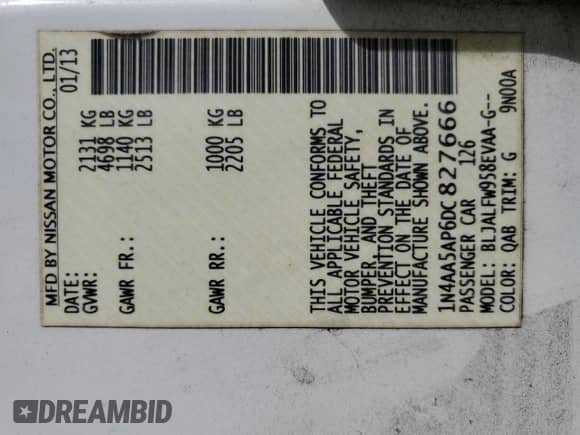 2013 Nissan Maxima S z VIN 1N4AA5AP6DC827666, wystawiony jako Copart lot #81634105 z przebiegiem 170 437 mil mil oraz Szkoda całkowita • Salvage title. Historia ofert i sprzedaży dostępna na DreamBid. Obrazek 13.