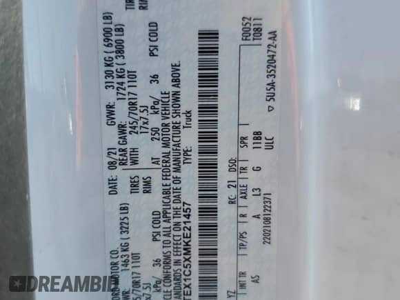 2021 Ford F-150 XLT with VIN 1FTEX1C5XMKE21457, listed as a Copart auction lot 46881365 with 73,669 mi miles and Non repairable. Bid and sale history available at DreamBid. Image 12.