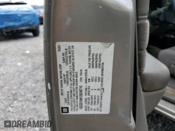 2002 Chevrolet S-10 LS with VIN 1GCCS19W128248718, listed as a Copart auction lot 64842935 with Not provided miles and Non repairable. Bid and sale history available at DreamBid. Image 13.