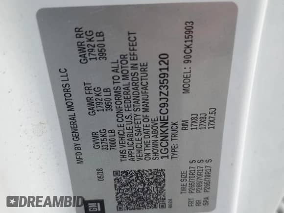 2018 Chevrolet Silverado 1500 LS с VIN 1GCNKNEC9JZ359120, выставлен на аукционе Copart как лот 71713735 с пробегом 78 747 миль миль и Чистый • Clean title. История ставок и продаж доступна на DreamBid. Изображение 12.