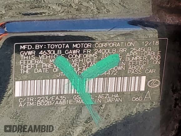 2019 Lexus IS 350 с VIN JTHBZ1D25K5034472, выставлен на аукционе Copart как лот 74623274 с пробегом 67 089 миль миль и Списание • Salvage title. История ставок и продаж доступна на DreamBid. Изображение 13.