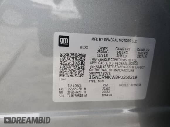 2023 Chevrolet Traverse High Country z VIN 1GNERNKW8PJ250219, wystawiony jako Copart lot #57838065 z przebiegiem 12 378 mil mil oraz Szkoda całkowita • Salvage title. Historia ofert i sprzedaży dostępna na DreamBid. Obrazek 13.