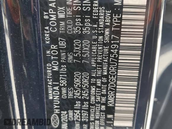 2024 Hyundai Palisade Calligraphy with VIN KM8R7DGE0RU754917, listed as a Copart auction lot 81896905 with 24,119 mi miles and Non repairable. Bid and sale history available at DreamBid. Image 13.