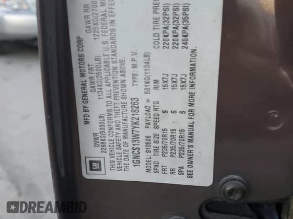 2000 Chevrolet Blazer LS z VIN 1GNCS13W7YK218263, wystawiony jako Copart lot #80774144 z przebiegiem 76 764 mil mil oraz Szkoda całkowita • Salvage title. Historia ofert i sprzedaży dostępna na DreamBid. Obrazek 13.