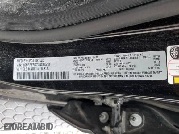 2020 Ram 1500 Big Horn z VIN 1C6RREFG7LN333518, wystawiony jako Copart lot #72204024 z przebiegiem 121 193 mil mil oraz Szkoda całkowita • Salvage title. Historia ofert i sprzedaży dostępna na DreamBid. Obrazek 14.