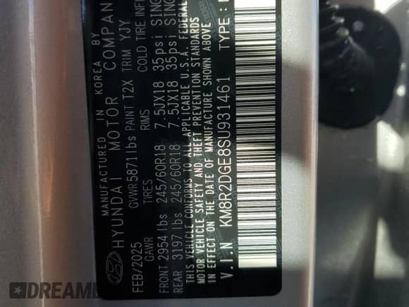 2025 Hyundai Palisade SEL with VIN KM8R2DGE8SU931461, listed as a Copart auction lot 69835635 with 9,576 mi miles and Clean title. Bid and sale history available at DreamBid. Image 14.