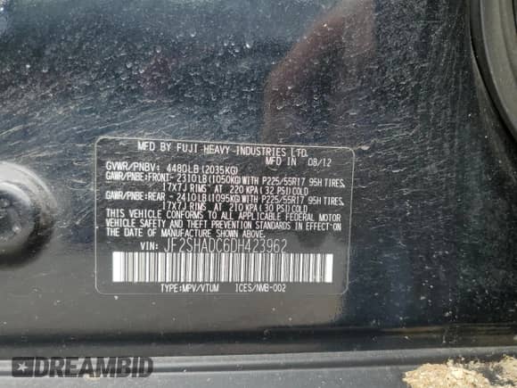 2013 Subaru Forester X Premium z VIN JF2SHADC6DH423962, wystawiony jako Copart lot #64137965 z przebiegiem 138 849 mil mil oraz Szkoda całkowita • Salvage title. Historia ofert i sprzedaży dostępna na DreamBid. Obrazek 13.