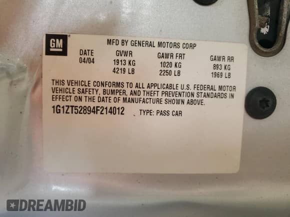 2004 Chevrolet Malibu LS с VIN 1G1ZT52894F214012, выставлен на аукционе Copart как лот 69570555 с пробегом 235 734 миль миль и Списание • Salvage title. История ставок и продаж доступна на DreamBid. Изображение 12.