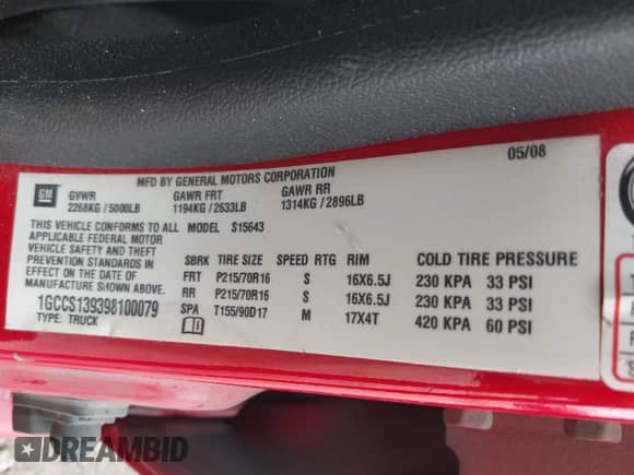 2009 Chevrolet Colorado 1LT z VIN 1GCCS139398100079, wystawiony jako IAAI lot #43408053 z przebiegiem 232 789 mil mil oraz . Historia ofert i sprzedaży dostępna na DreamBid. Obrazek 9.