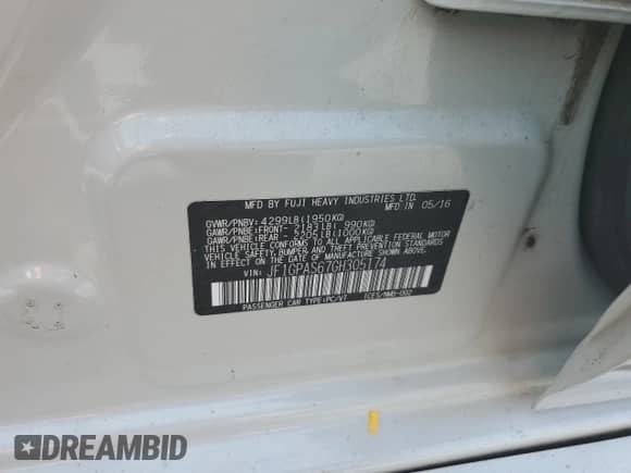 2016 Subaru Impreza Special Sports Premium z VIN JF1GPAS67GH305174, wystawiony jako Copart lot #55268225 z przebiegiem 84 134 mil mil oraz Szkoda całkowita • Salvage title. Historia ofert i sprzedaży dostępna na DreamBid. Obrazek 13.