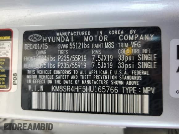 2017 Hyundai Santa Fe Limited Ultimate z VIN KM8SR4HF5HU165766, wystawiony jako Copart lot #82032485 z przebiegiem 141 615 mil mil oraz Czysty tytuł • Clean title. Historia ofert i sprzedaży dostępna na DreamBid. Obrazek 13.