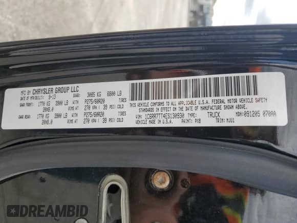 2014 Ram 1500 Big Horn with VIN 1C6RR7TT4ES130930, listed as a Copart auction lot 68388394 with 178,533 mi miles and Salvage title. Bid and sale history available at DreamBid. Image 12.