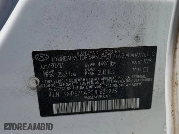 2018 Hyundai Sonata SE with VIN 5NPE24AF0JH624993, listed as a Copart auction lot 71864585 with 91,339 mi miles and Salvage title. Bid and sale history available at DreamBid. Image 12.