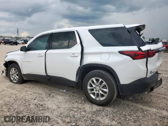 2023 Chevrolet Traverse LS z VIN 1GNERFKW6PJ218472, wystawiony jako Copart lot #70719185 z przebiegiem 40 646 mil mil oraz Szkoda całkowita • Salvage title. Historia ofert i sprzedaży dostępna na DreamBid. Obrazek 2.
