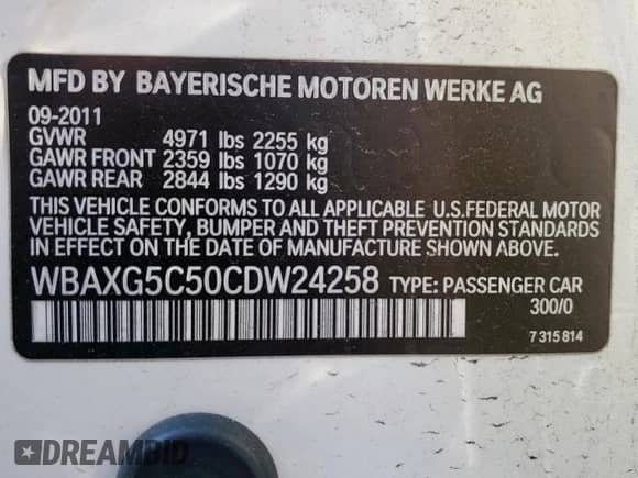 2012 BMW 5 Series 528i с VIN WBAXG5C50CDW24258, выставлен на аукционе Copart как лот 81695515 с пробегом Не указан миль и Чистый • Clean title. История ставок и продаж доступна на DreamBid. Изображение 12.