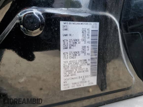 2015 Nissan Rogue SL с VIN 5N1AT2MVXFC843302, выставлен на аукционе Copart как лот 80697015 с пробегом 71 097 миль миль и Списание • Salvage title. История ставок и продаж доступна на DreamBid. Изображение 13.