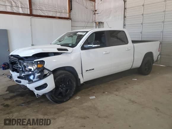 2022 Ram 1500 Big Horn with VIN 1C6RREMT7NN393303, listed as a Copart auction lot 61713705 with 37,574 mi miles and Salvage title. Bid and sale history available at DreamBid. Image 1.