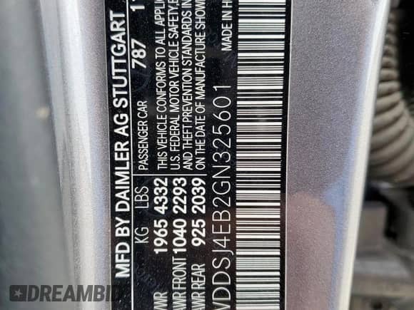 2016 Mercedes-Benz CLA 250 с VIN WDDSJ4EB2GN325601, выставлен на аукционе Copart как лот 70583845 с пробегом 100 534 миль миль и Списание • Salvage title. История ставок и продаж доступна на DreamBid. Изображение 13.