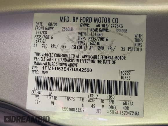 2007 Ford Explorer XLT z VIN 1FMEU63E47UA42500, wystawiony jako IAAI lot #42789971 z przebiegiem 126 424 mil mil oraz . Historia ofert i sprzedaży dostępna na DreamBid. Obrazek 9.