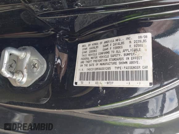 2009 Honda Accord EX-L с VIN 1HGCS12859A001265, выставлен на аукционе IAAI как лот 43384729 с пробегом Не указан миль и . История ставок и продаж доступна на DreamBid. Изображение 9.