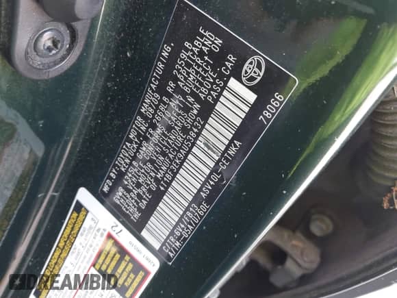 2010 Toyota Camry z VIN 4T1BF3EK9AU538432, wystawiony jako IAAI lot #43313393 z przebiegiem 208 220 mil mil oraz . Historia ofert i sprzedaży dostępna na DreamBid. Obrazek 9.