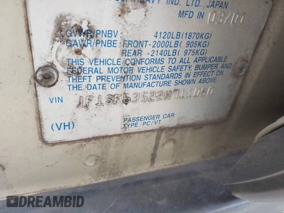 2002 Subaru Forester L z VIN JF1SF63522H711050, wystawiony jako IAAI lot #43431909 z przebiegiem 159 816 mil mil oraz . Historia ofert i sprzedaży dostępna na DreamBid. Obrazek 9.