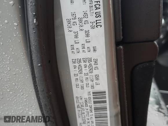 2020 Jeep Grand Cherokee SRT with VIN 1C4RJFDJ9LC319748, listed as a Copart auction lot 49985395 with 58,410 mi miles and Salvage title. Bid and sale history available at DreamBid. Image 13.