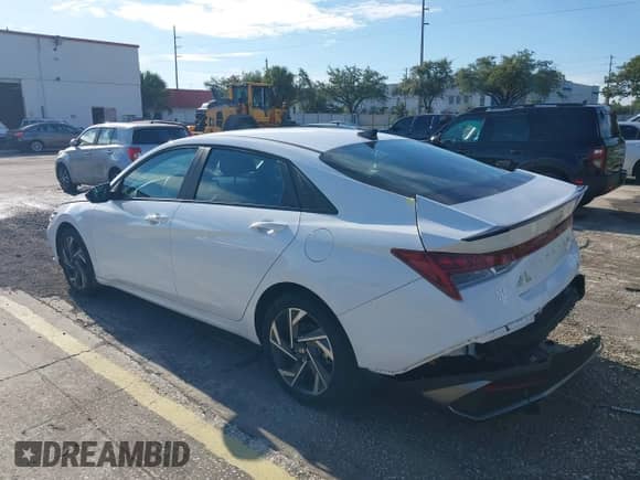 2025 Hyundai Elantra Blue with VIN KMHLM4DJXSU123355, listed as a IAAI auction lot 43148865 with 12,249 mi miles and . Bid and sale history available at DreamBid. Image 3.