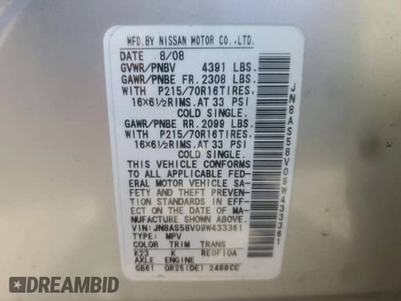 2009 Nissan Rogue S with VIN JN8AS58V09W433361, listed as a Copart auction lot 86544055 with 135,144 mi miles and Salvage title. Bid and sale history available at DreamBid. Image 14.