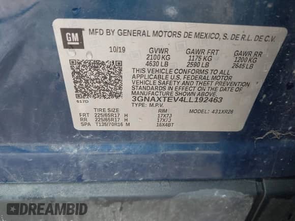 2020 Chevrolet Equinox LT с VIN 3GNAXTEV4LL192463, выставлен на аукционе IAAI как лот 42794846 с пробегом 90 660 миль миль и . История ставок и продаж доступна на DreamBid. Изображение 9.