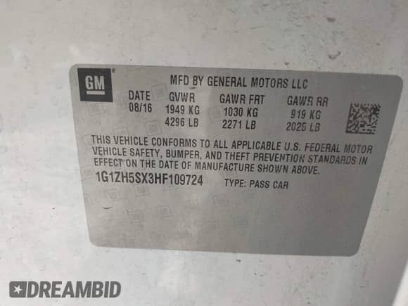 2017 Chevrolet Malibu Premier с VIN 1G1ZH5SX3HF109724, выставлен на аукционе IAAI как лот 43117243 с пробегом 86 952 миль миль и . История ставок и продаж доступна на DreamBid. Изображение 9.