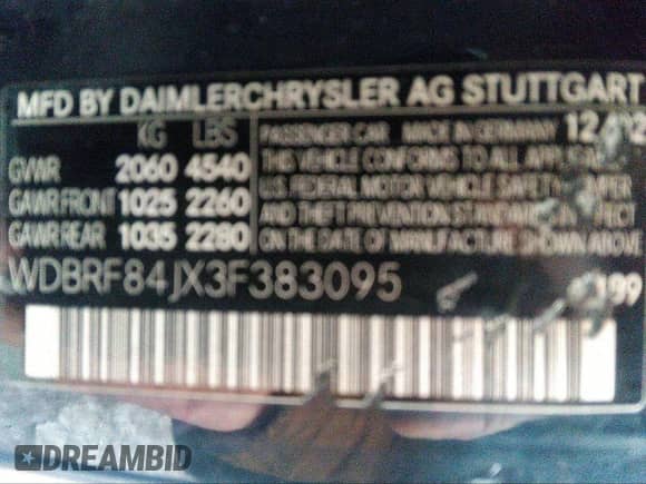 2003 Mercedes-Benz C 320 z VIN WDBRF84JX3F383095, wystawiony jako IAAI lot #40687834 z przebiegiem 107 403 mil mil oraz . Historia ofert i sprzedaży dostępna na DreamBid. Obrazek 9.