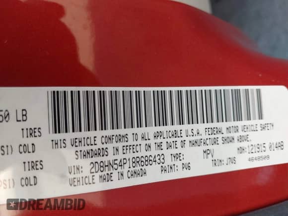 2008 Dodge Grand Caravan SXT z VIN 2D8HN54P18R686433, wystawiony jako IAAI lot #43539314 z przebiegiem 270 483 mil mil oraz . Historia ofert i sprzedaży dostępna na DreamBid. Obrazek 9.