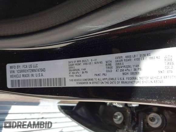 2021 Ram 1500 Limited с VIN 1C6RREHT2MN747043, выставлен на аукционе IAAI как лот 42511248 с пробегом 121 643 миль миль и . История ставок и продаж доступна на DreamBid. Изображение 9.