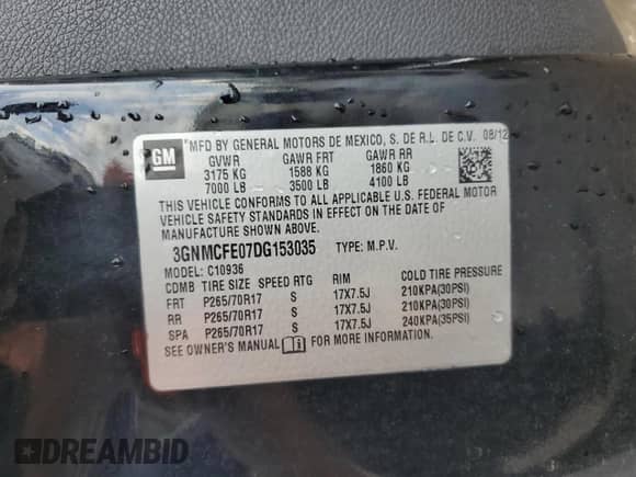 2013 Chevrolet Avalanche LT с VIN 3GNMCFE07DG153035, выставлен на аукционе Copart как лот 68516395 с пробегом 81 698 миль миль и Списание • Salvage title. История ставок и продаж доступна на DreamBid. Изображение 13.