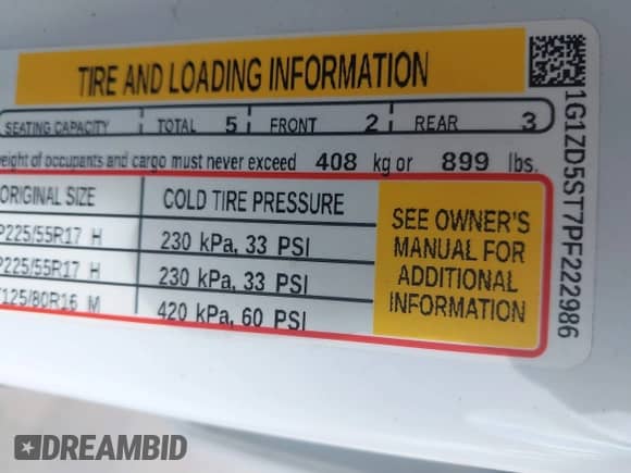 2023 Chevrolet Malibu LT with VIN 1G1ZD5ST7PF222986, listed as a IAAI auction lot 43120661 with 55,199 mi miles and . Bid and sale history available at DreamBid. Image 9.